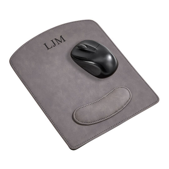 Grey Leatherette Mouse Pad